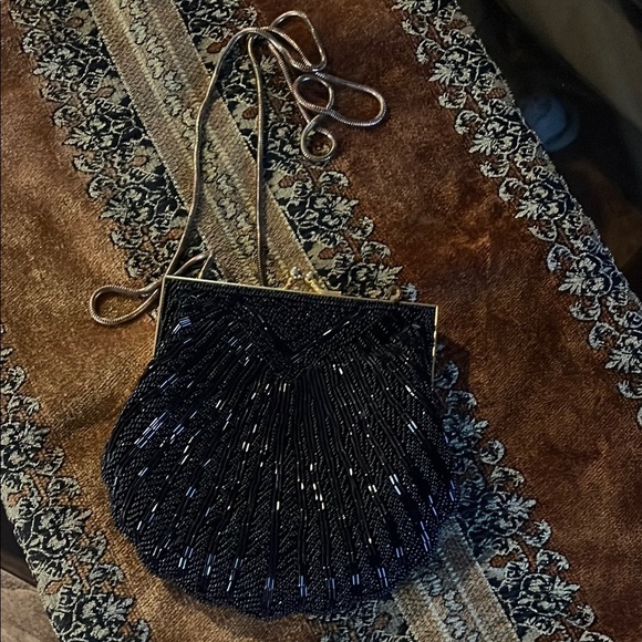 Stylish Black Beaded Evening Bag - Picture 1 of 4